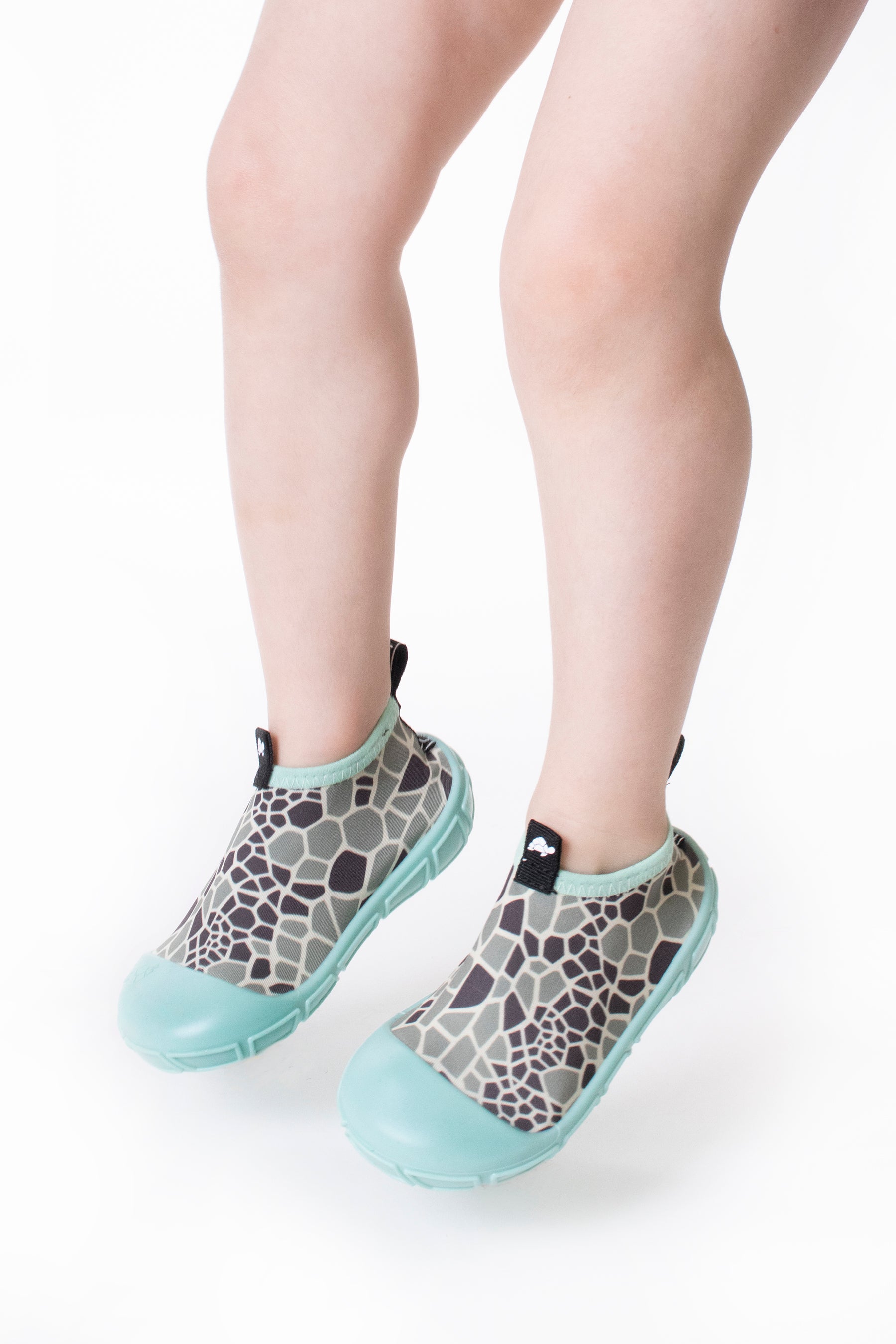 aqua/water shoes in aqua with turtle shell print